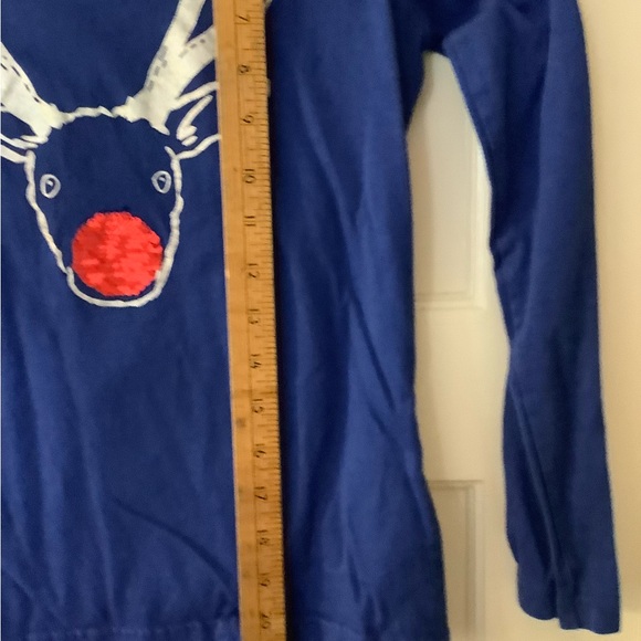 Rudolph Mini Boden sequin flip red Nose Reindeer Holiday Shirt size 12 - Picture 6 of 7